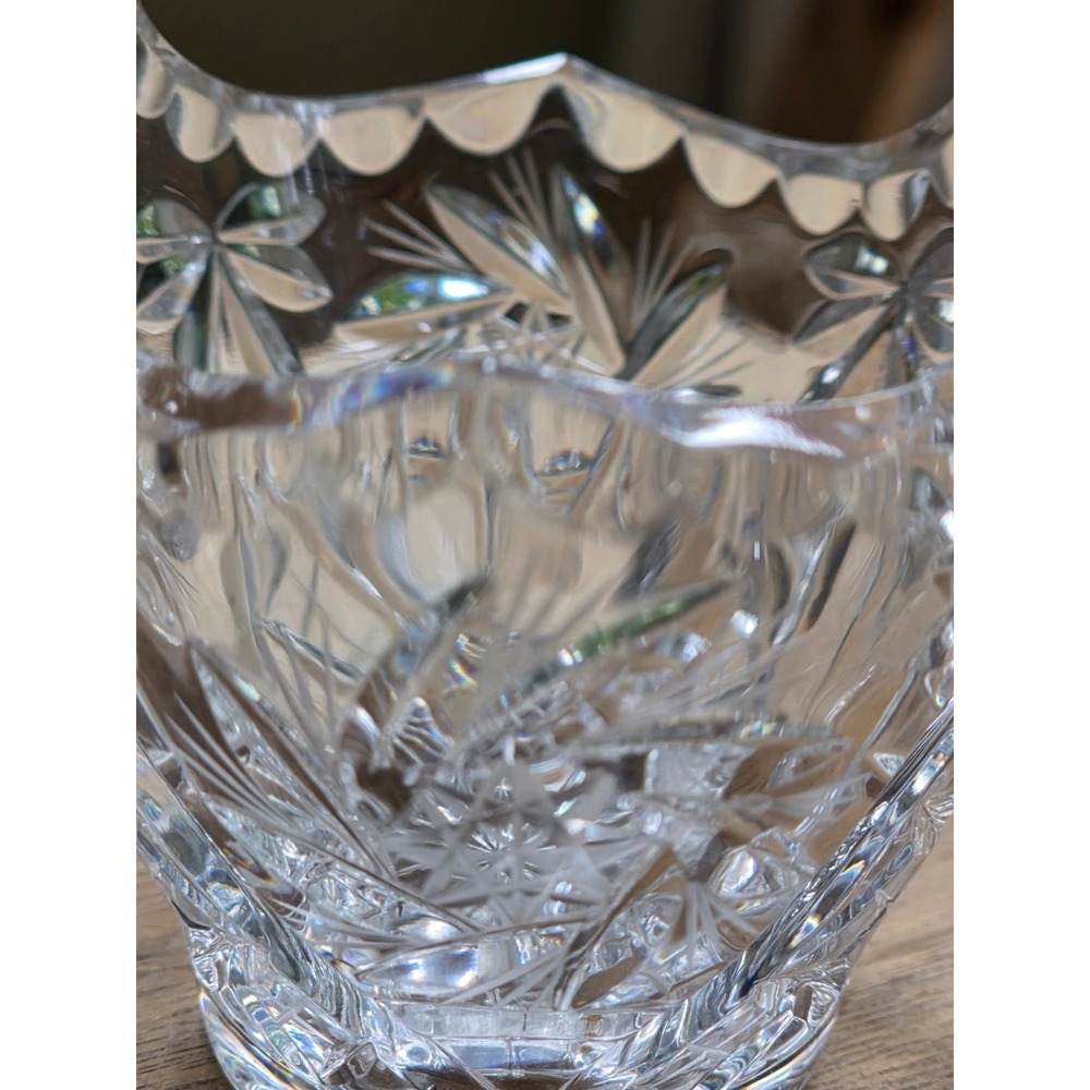 Ruckl & Sons Bohemia Lead Crystal Basket Hand Cut Czech Republic Starburst 24% - Picture 6 of 16